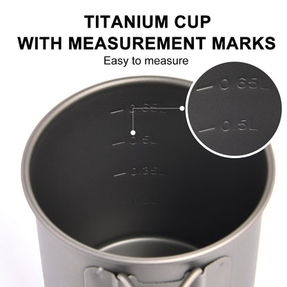 Lightweight Titanium Camping Cup Coffee Mug Travel Hiking Picnic Garden Outdoor Tableware