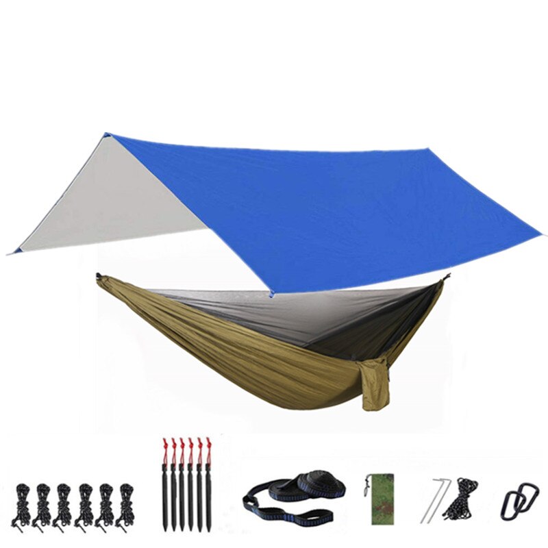 Camping Hammock with Mosquito Net and Rainfly Tarp - 300X300cm Portable Waterproof UV Protection Canopy Hammock