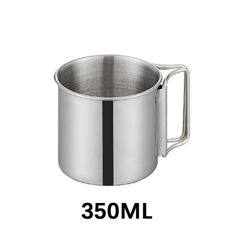 Stainless Steel Thermos Coffee Mug with Foldable Handle - Fire-Resistant, Leak-Proof and Large Capacity - Ideal for Camping