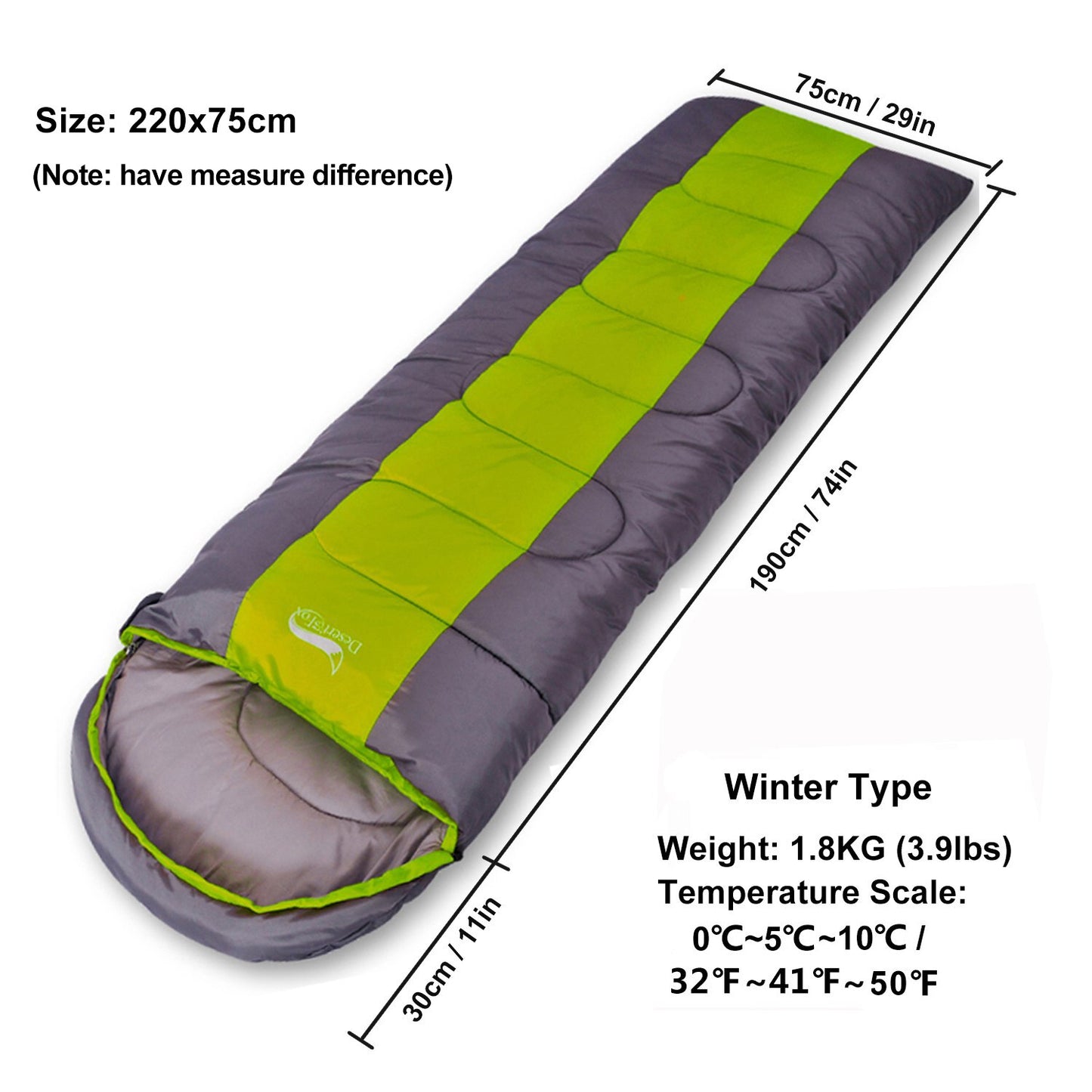 Ultralight Compact Folding Sleeping Bag Portable 3 Season (15℃~5℃) Backpacking Sleeping Bag For Spring, Autumn & Summer - Available in 2 Widths