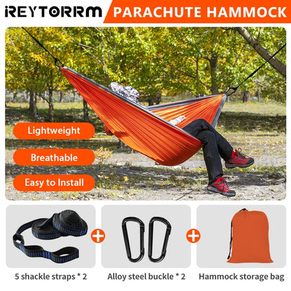 Survival Camping Hammock 220x100cm For Camping Hunting Outdoor Survival Portable For Single Person - With Ropes & Carabiners