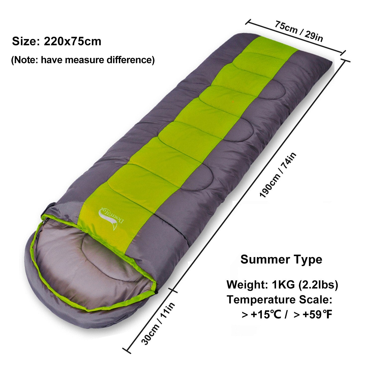 Ultralight Compact Folding Sleeping Bag Portable 3 Season (15℃~5℃) Backpacking Sleeping Bag For Spring, Autumn & Summer - Available in 2 Widths