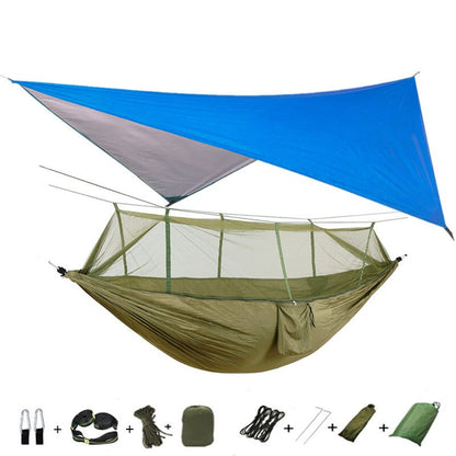 3-in-1 Wild Camping Hammock Set with Hammock, Mosquito Net and Rain Fly Tarp