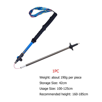 Lightweight Folding Carbon Fiber Trekking Pole For Hiking, Backpacking, Mountaineering Walking Stick - Small & Large Sizes