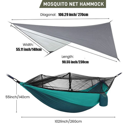 Large Camping Hammock 260x140cm With Mosquito Net And Canopy Lightweight Parachute Nylon Hammocks for Camping Hiking