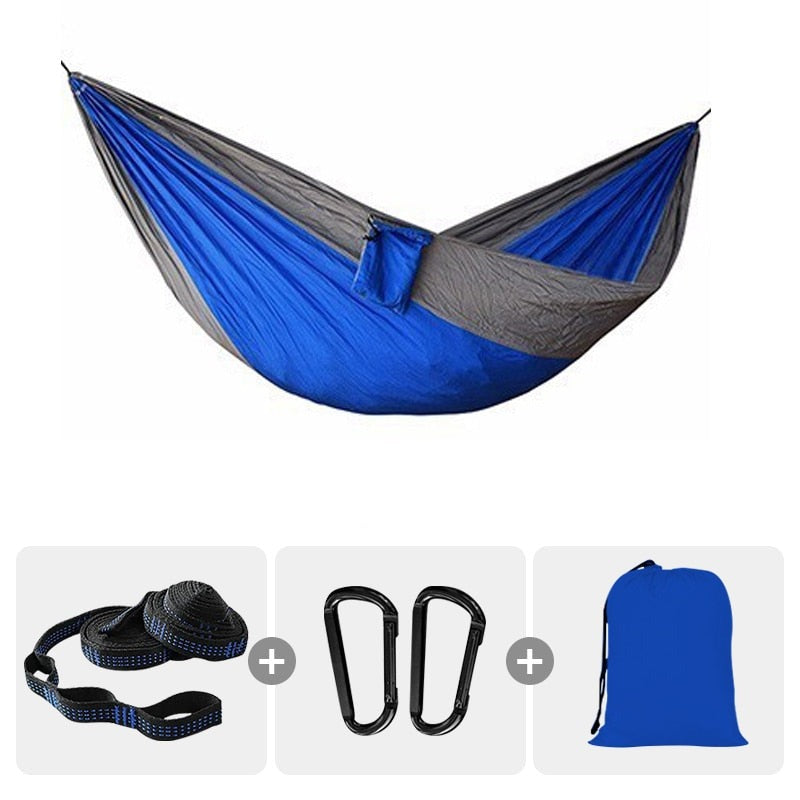 Survival Camping Hammock 220x100cm For Camping Hunting Outdoor Survival Portable For Single Person - With Ropes & Carabiners 