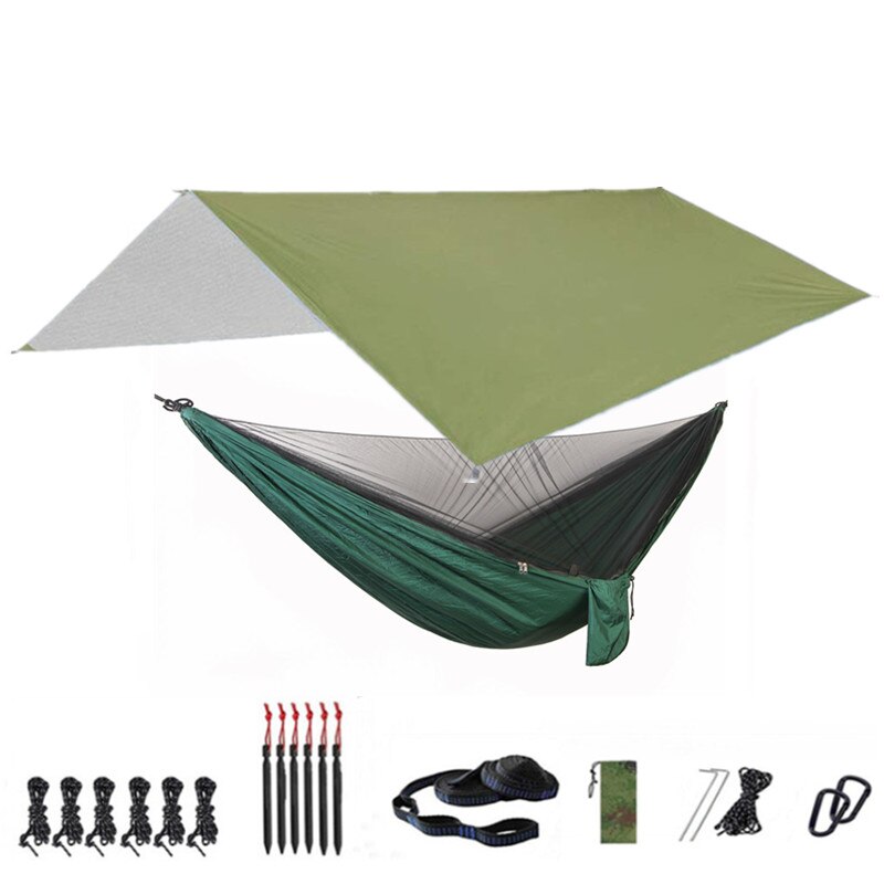 Camping Hammock with Mosquito Net and Rainfly Tarp - 300X300cm Portable Waterproof UV Protection Canopy Hammock