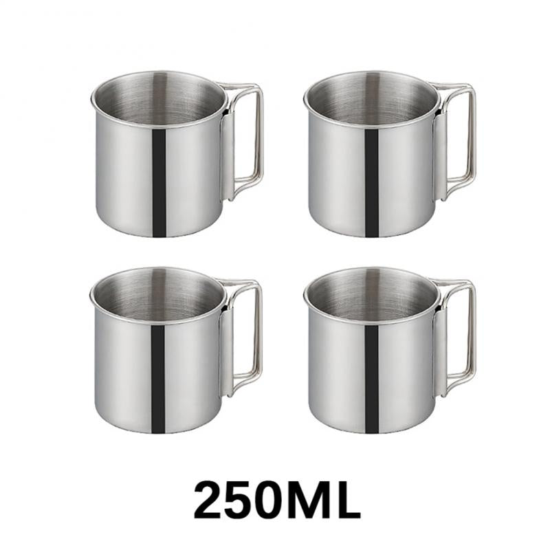 Stainless Steel Thermos Coffee Mug with Foldable Handle - Fire-Resistant, Leak-Proof and Large Capacity - Ideal for Camping