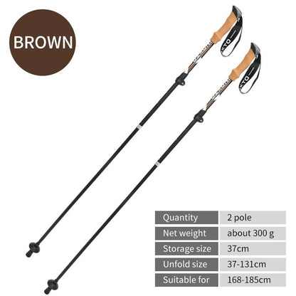 Telescopic Collapsible Trekking Poles Nordic Walking Sticks For Trekking Hiking - Foldable For Easy Storage In Backpack