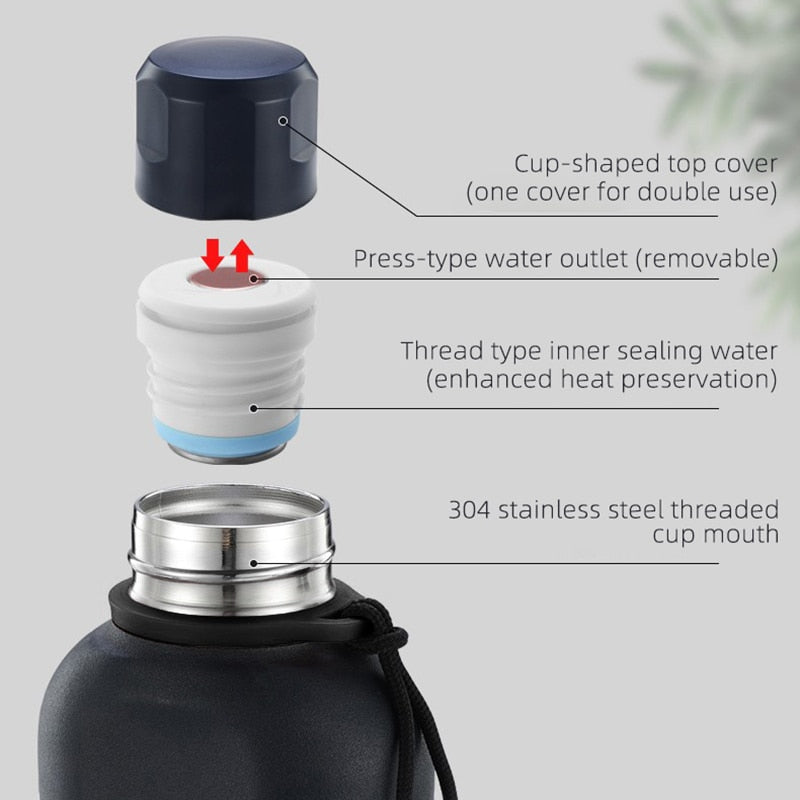 450ml Rugged Thermos Vacuum Flask - A Mini and Portable Insulated Stainless Steel Flask for Travel, Sports and Hiking