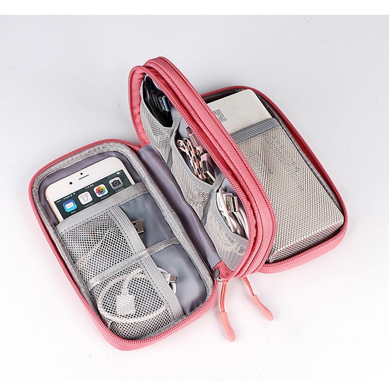 Portable Digital Gadget Travel Storage Bag Multi-Pocket Phone Pouch Organizer For Cable Earphones Power Banks etc