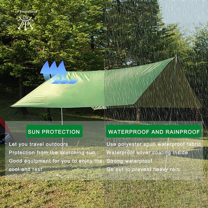 Camping Hammock Tarp Rain Fly Shade Sail - Waterproof Tent Canopy Sunshade Outdoor Awning For Hiking, Beach etc