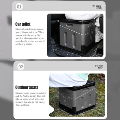 Travel Portable Car Emergency Toilet - Folding and Compact Outdoor Toilet with Concealed Tank and Cover for Outdoor Activities