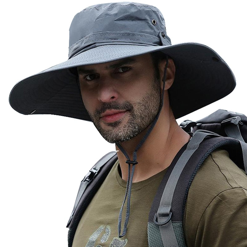 Wider Brim Safari Hat Increased Sun Protection Boonie Hat For Hiking Fishing Camping Backpacking Anti-UV Outdoor Headgear