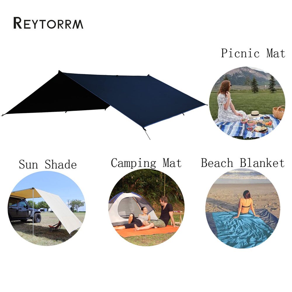 Waterproof Hammock Awning Canopy 210T Nylon Tarp Silver Coated Portable Sunshade For Camping Outdoor Hiking Beach Picnic