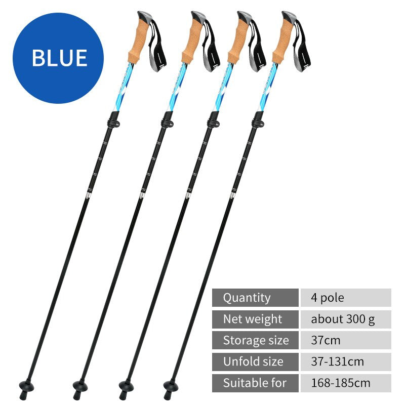 Telescopic Collapsible Trekking Poles Nordic Walking Sticks For Trekking Hiking - Foldable For Easy Storage In Backpack