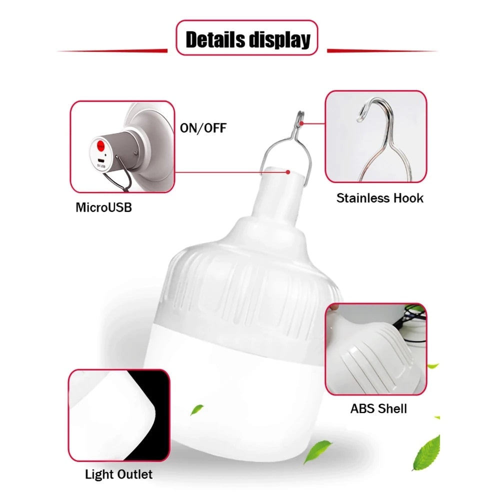 Portable Camping Lights Rechargeable Lamp - Bright, Durable and Versatile - Lantern, Flashlight and Emergency Bulb in One