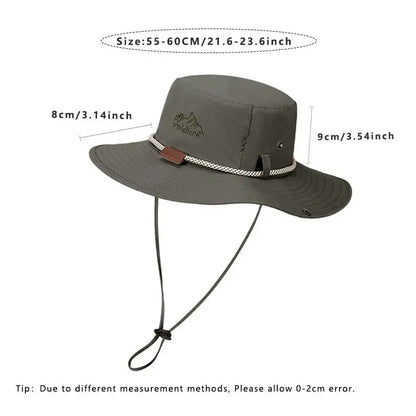 Men's Bucket Hat For Hiking Fishing Outdoor Men's Headgear Sun Hat Khaki Gray Army Green Coffee 8cm Brim Anti-UV Sun Hat