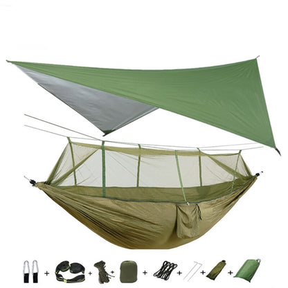 3-in-1 Wild Camping Hammock Set with Hammock, Mosquito Net and Rain Fly Tarp