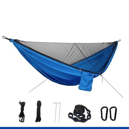 Lightweight 290x140cm Hammock With Mosquito Net - Quick Set Up With 2 Tree Straps 