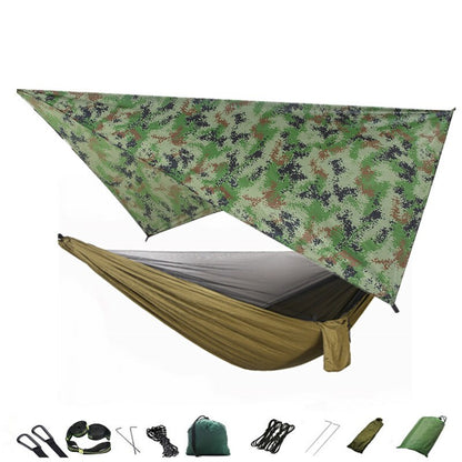 Lightweight Portable Travel Hammock With Mosquito Net + Canopy Awning 210T Nylon For Camping Hiking Backpacking