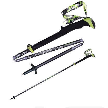 Ultralight Adjustable Carbon Fiber Trekking Poles Folding 5 Sections With Straight Grip Handle 228g 115/130cm