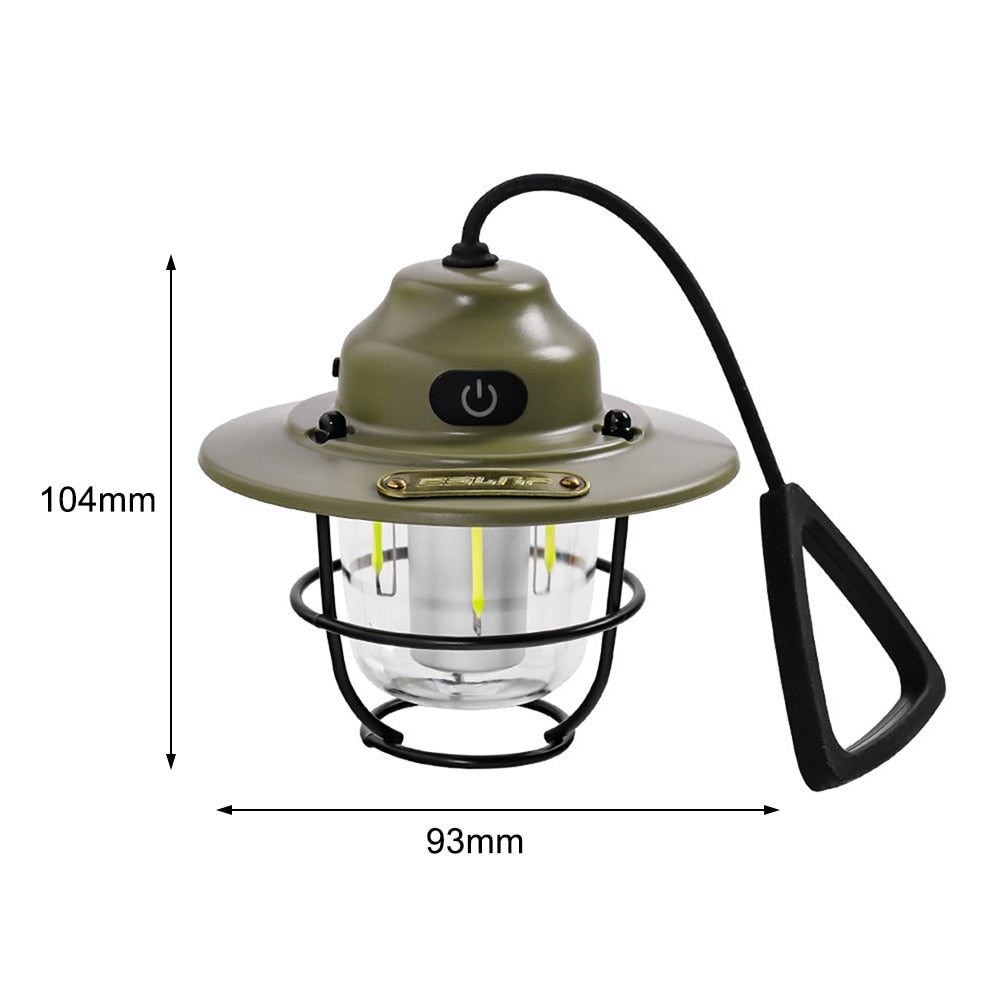 LED Camping Lamp Retro Hanging Tent Lamp Waterproof Dimmable Camping Lights 4500mAh Battery Emergency Light Lantern for Outdoor