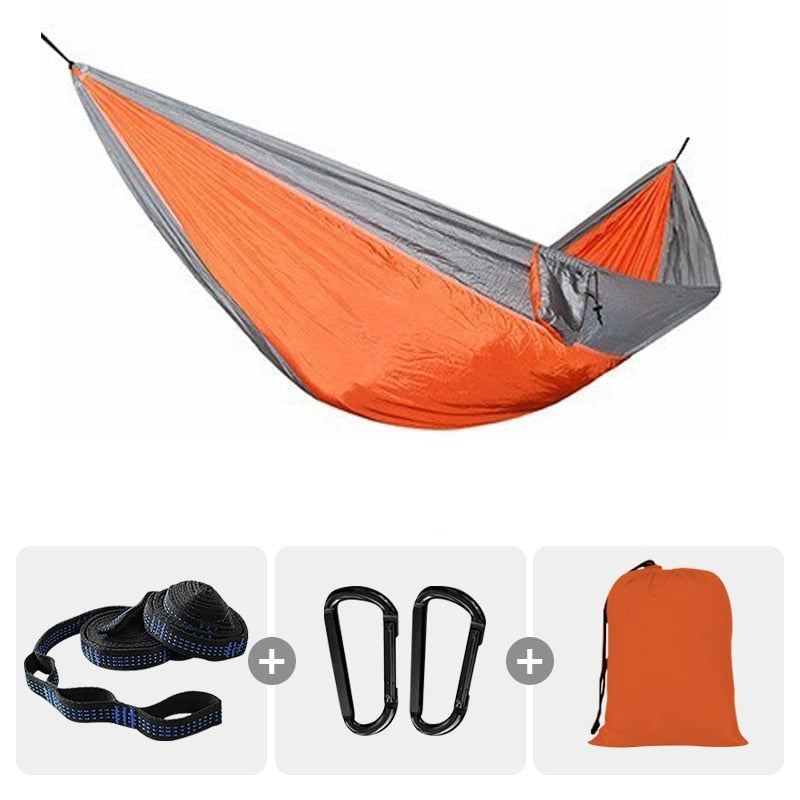 Survival Camping Hammock 220x100cm For Camping Hunting Outdoor Survival Portable For Single Person - With Ropes & Carabiners 