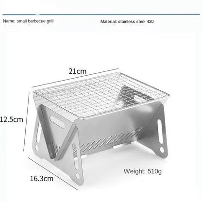 Portable Folding Stainless Steel BBQ Grill Stove For Camping Outdoor Cooking - 2 Sizes Small Large