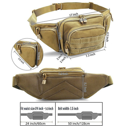 Multi-Purpose Tactical Waist Pack Travel Fanny Bag Multi-Pocketed Belt Pack For Hiking, Traveling, Backpacking, EDC & Trekking Accessories