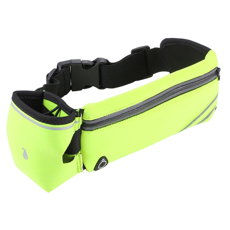 Waterproof Running Waist Belt Bag with Phone and Water Holder - Sports Fanny Pack for Women and Men Hiking Waist Bag