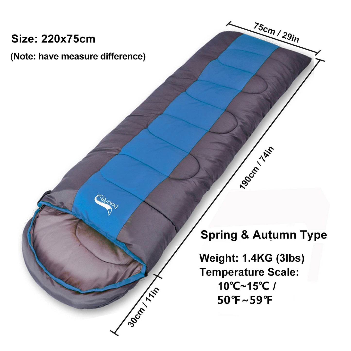 Ultralight Compact Folding Sleeping Bag Portable 3 Season (15℃~5℃) Backpacking Sleeping Bag For Spring, Autumn & Summer - Available in 2 Widths