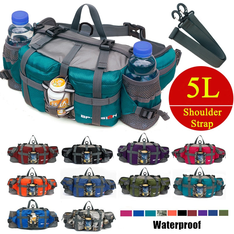 Multi-Compartment Outdoor Hiking Waist Bag For Hiking Cycling Water Bottle Travel Bag