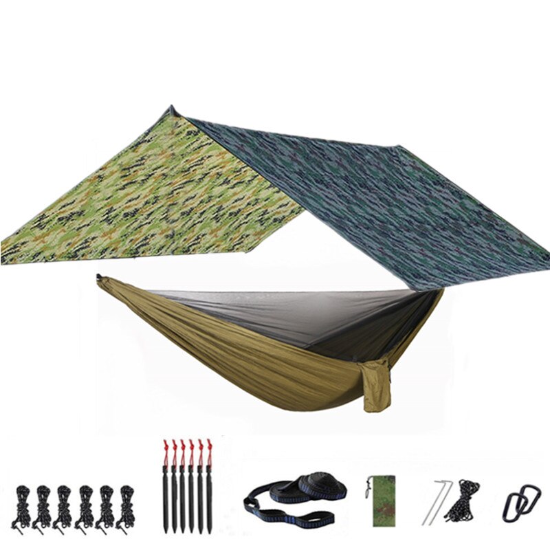 Camping Hammock with Mosquito Net and Rainfly Tarp - 300X300cm Portable Waterproof UV Protection Canopy Hammock