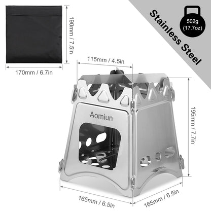 Folding Portable Wood Stove For Camping Travel Natural Fuel Cooking Wood Burner for Solo Camping Backpacking Survival Equipment