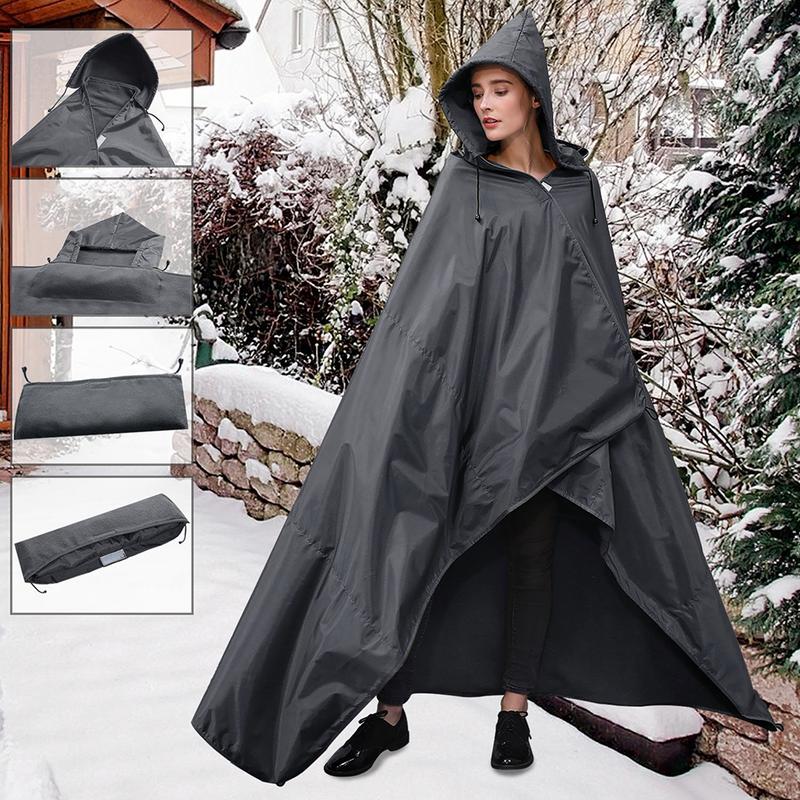 Wearable Hooded Fleece Camping Blanket 3-In-1 Foldable Portable Travel Blanket Windproof Water Resistant 210D Oxford Nylon