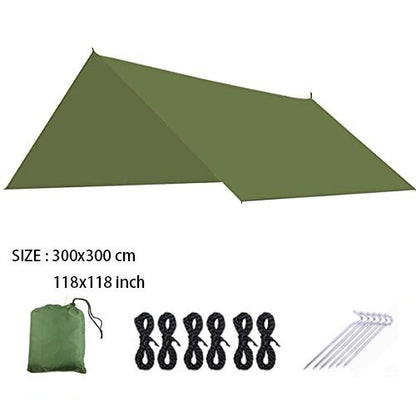 Lightweight Waterproof 3x3m Hammock Tarp Portable Rain Shelter Shade Sail For Camping Hiking & Backpacking