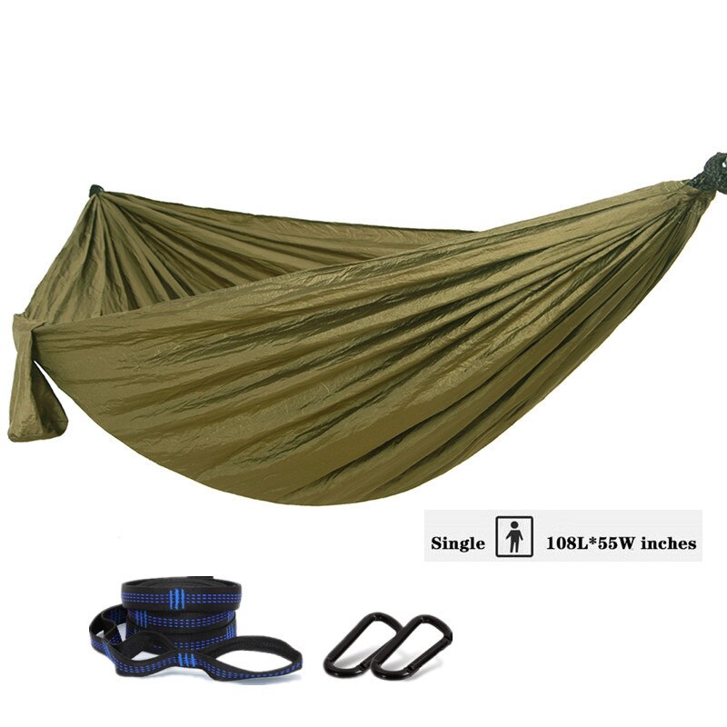 Lightweight 106"x 55" Portable Travel Hammock For Camping Hiking - Parachute Nylon with Tree Straps Carabiners