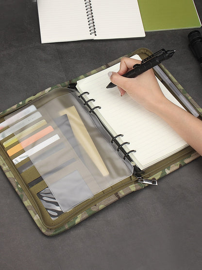 Kosibate Outdoor Padfolio Ring Binder with 80 Sheets of Loose-Leaf Paper Military Memorandum A5 Weatherproof Tactical Notebook