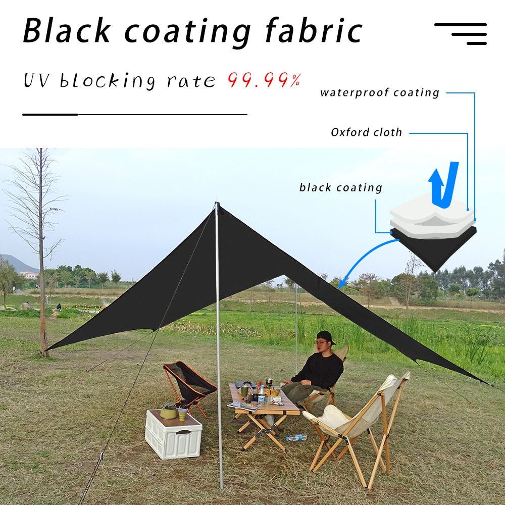 Large Sun Shade Awning 5x4.5m Waterproof Tarp Hexagonal Butterfly Sun Shade Camping Canopy