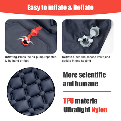 Ultralight Inflatable Mattress Air Mat Camping Sleeping Pad With Pillows Built In Inflator Pump