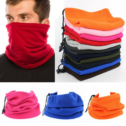 Unisex Warm Fleece Neck Gaiter Windproof Face & Neck Winter Scarf With Drawstring For Hiking Walking Headwear For Winter Sports