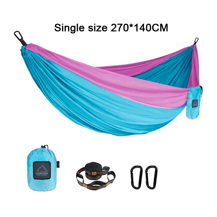 210T Parachute Nylon Portable Hammock For Camping Hiking Garden Outdoor Sleeping Single Double Size Hammock