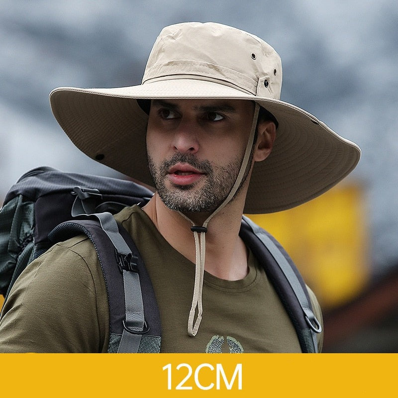 Wider Brim Safari Hat Increased Sun Protection Boonie Hat For Hiking Fishing Camping Backpacking Anti-UV Outdoor Headgear