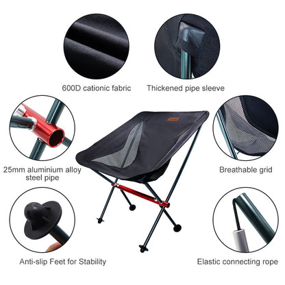 Ultralight Folding Travel Chair Detachable Portable Moon Chair For Hiking Camping Fishing