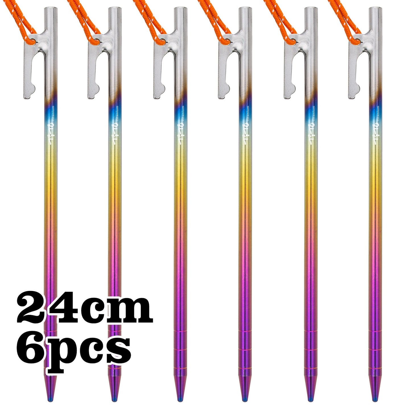 Ultralight Titanium Alloy Gradient Tent Pegs For Camping, Awnings, Premium Tarp Stakes For Hard Ground  20-40 cm