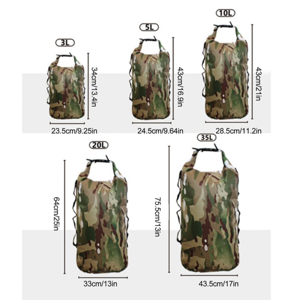 Camouflage Waterproof Stuff Sack Backpack Portable Outdoor Travel Adventure Bag For Paddle Boarding Rafting Dry Bag 3L - 35L