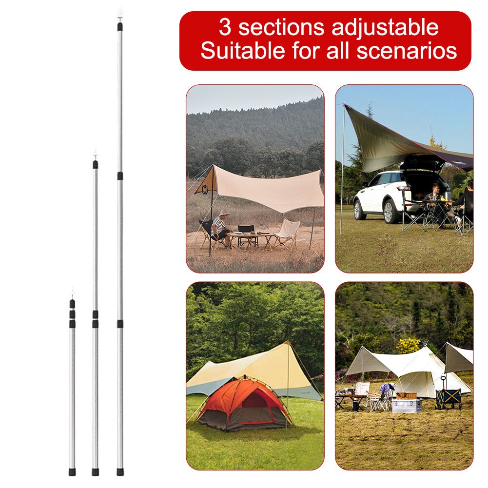 Lightweight Adjustable Height Telescopic Tent Poles 230cm Aluminum Support Rods For Awnings, Tents, Tarps & Canopies