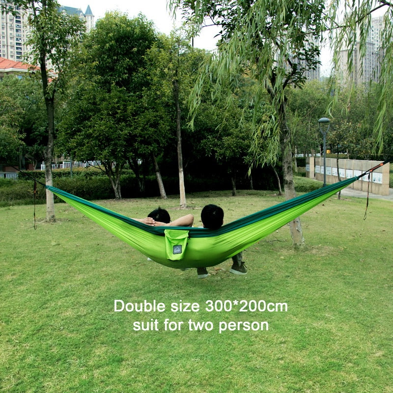 210T Parachute Nylon Portable Hammock For Camping Hiking Garden Outdoor Sleeping Single Double Size Hammock