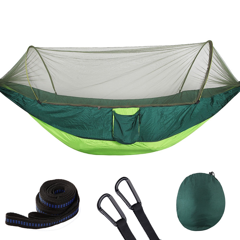 Camping Travel Hammock With Mosquito Net Lightweight Portable 210T Nylon Parachute Hammock For Wild Camping